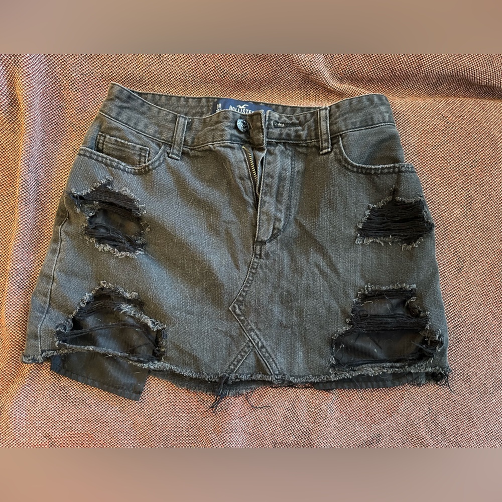 Hollister Black High Rise Denim Skirt